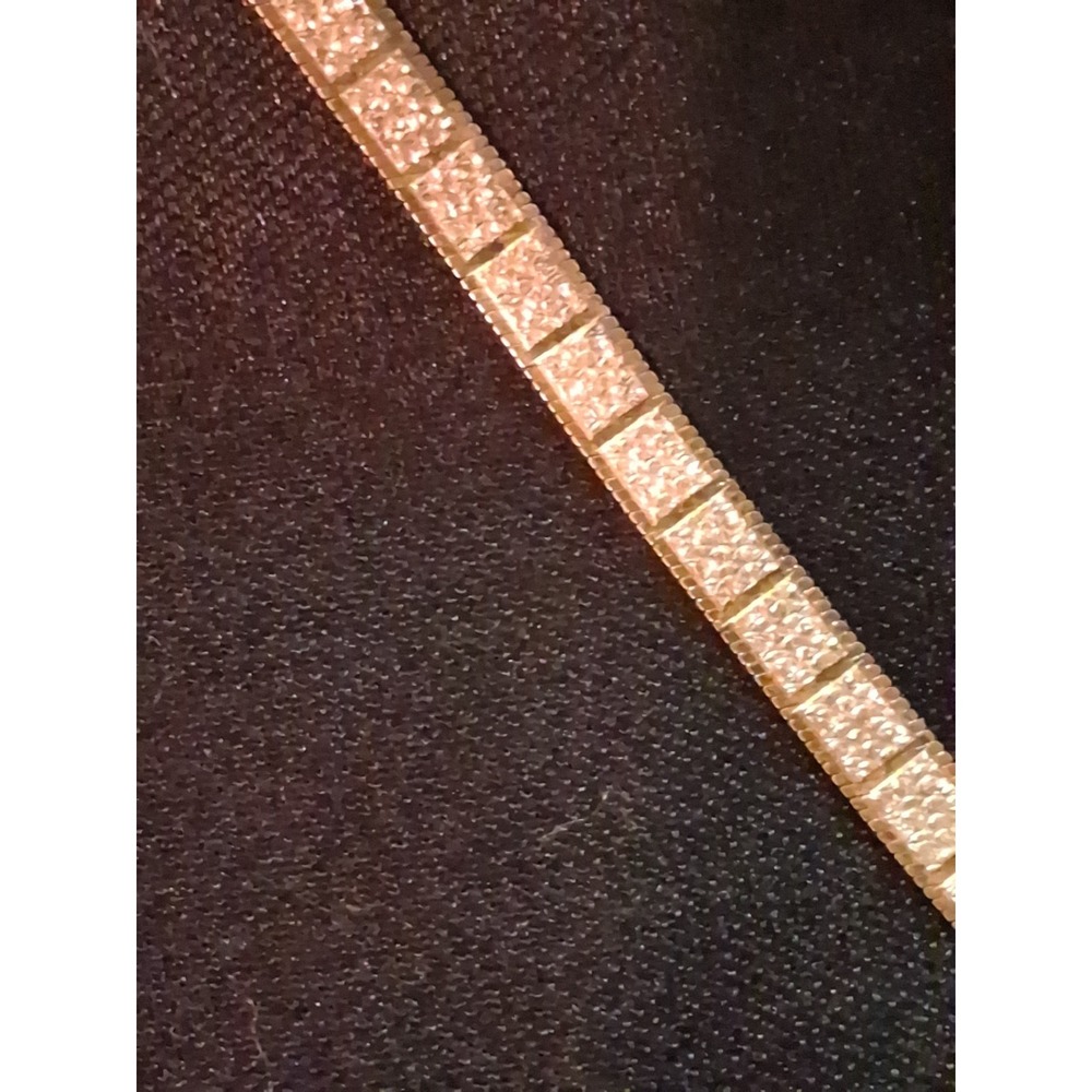 Vintage Italian SU 925 Gold Vermeil Textured Link Bracelet  7.25" L x .25" W